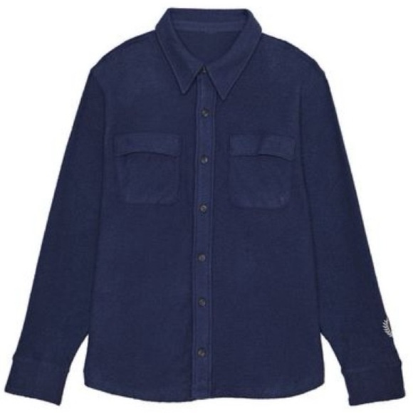 Victoria’s Secret PINK Reverse Fleece Shacket Midnight Navy Blue Medium - Picture 4 of 13